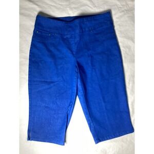 Ruby Rd Petite Blue Pull On Bermuda Shorts Stretch 12P 69377